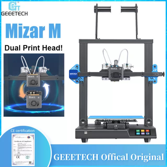 Used/Broken Geeetech Mizar M 3D Printer Dual Extruder Exchangable Print Head US