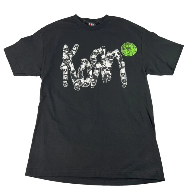 Vintage Men Giant Licensed Korn Band Glow-In-Dark T Shirt Black Metal Large New