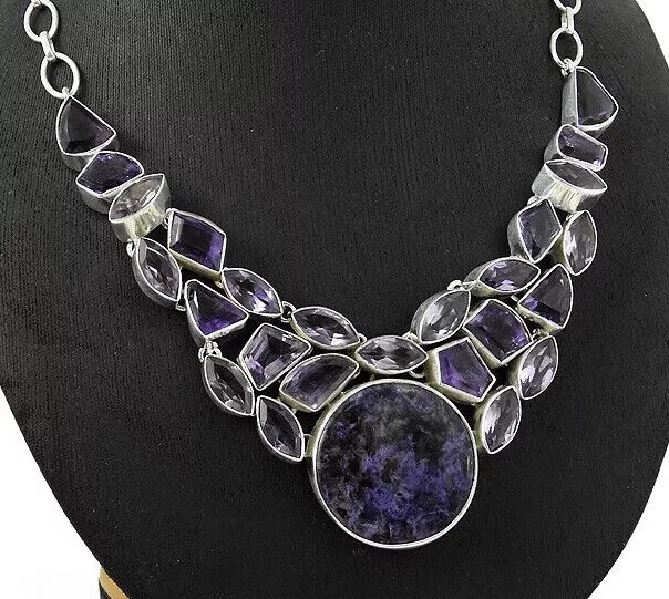 Cadeau pour Elle Sugilite Pierre Améthyste Collier 925 Argent Sterling Bijou G51 2