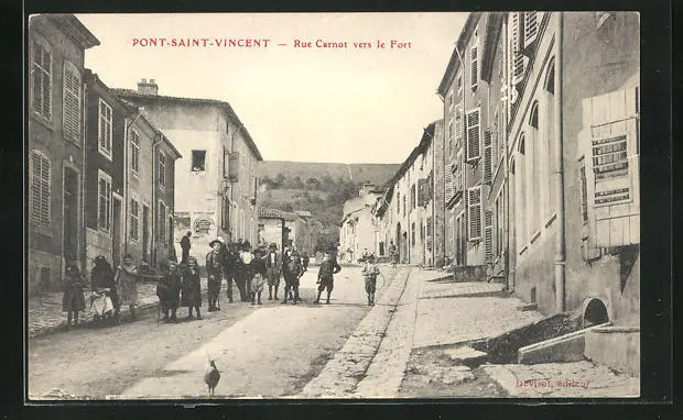 CPA Pont-Saint-Vincent, Rue Carnot vers le Fort