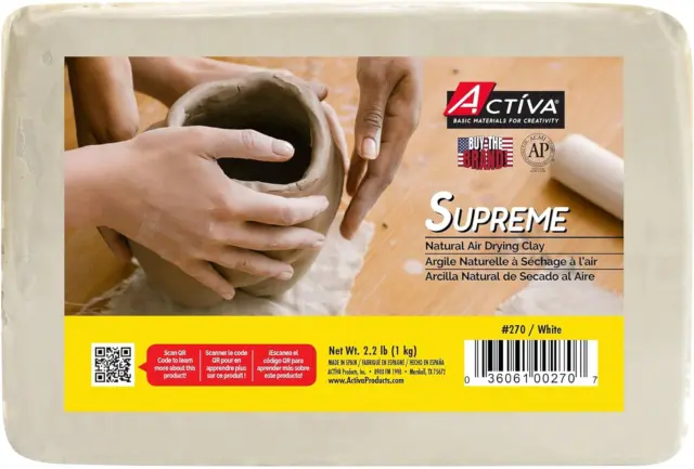 ACTIVA Supreme Artists Air-Dry Modelling, 2.2 pounds, White Clay