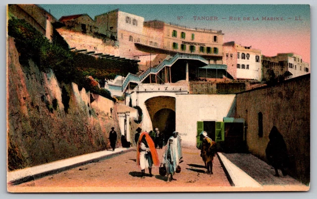 Tangier Morocco Rue De La Marine Scenic City Streetview DB UNP Postcard