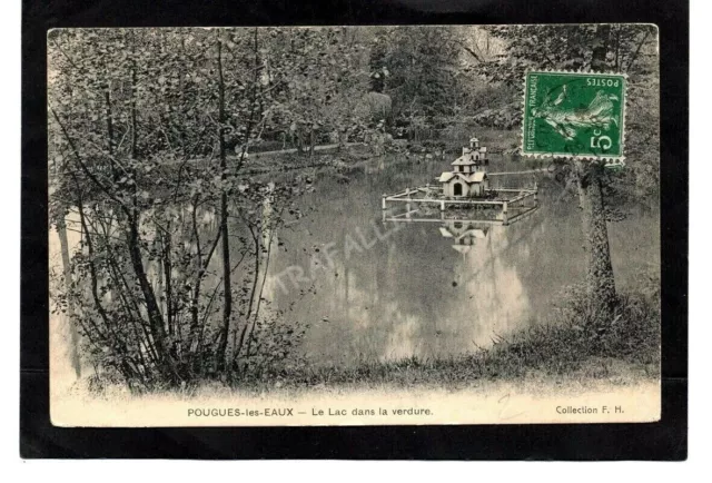 cpa 58 POUGUES-les-EAUX - Le Lac dans la verdure (1912) réf. 10936