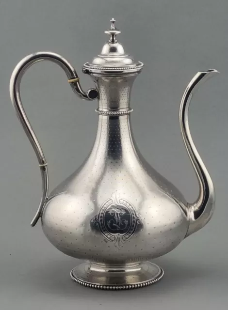 Prunk Kaffeekanne 950er Silber Oriental Style Monogramm IL Frankreich (101)