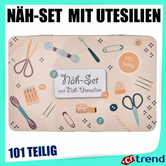 101 tlg. Näh-Set mit Näh-Utesilien Nähkasten Nähzeug Nähzubehör Nähgarn Nähbox