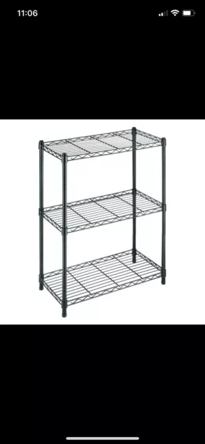 3-Tier Steel Wire Shelving Unit in Black (24 in. W x 30 in. H x 14 in. D)