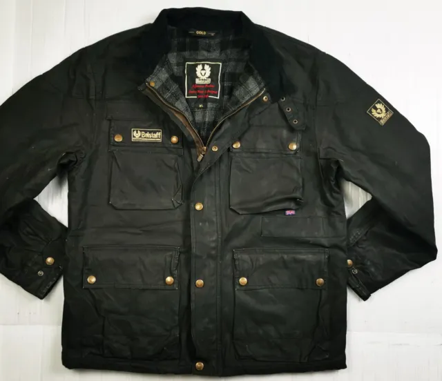 HOT VTG 1955 ITALY BELSTAFF SAMMY MILLER BIKER PARKA LINED BLACK WAXED Jacket XL