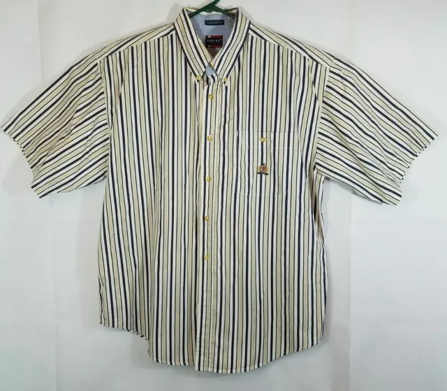 BUGLE BOY CLASSICS Mens Shirt Size XXL Striped Short Sleeve Button Up Cotton