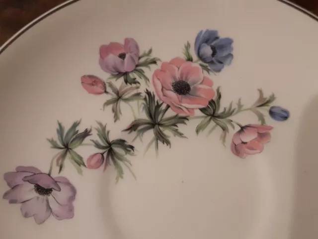 Vintage Johnson Bros tea cup saucers x 4 pastel pink blue poppy