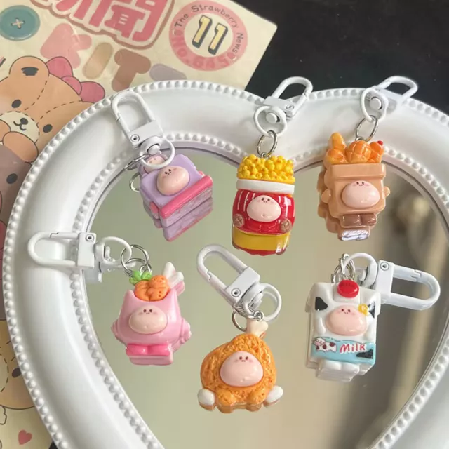 Cartoon Cute Food Resin Pendant Keychain Ins Style Bag Charms Jewelry Decoration