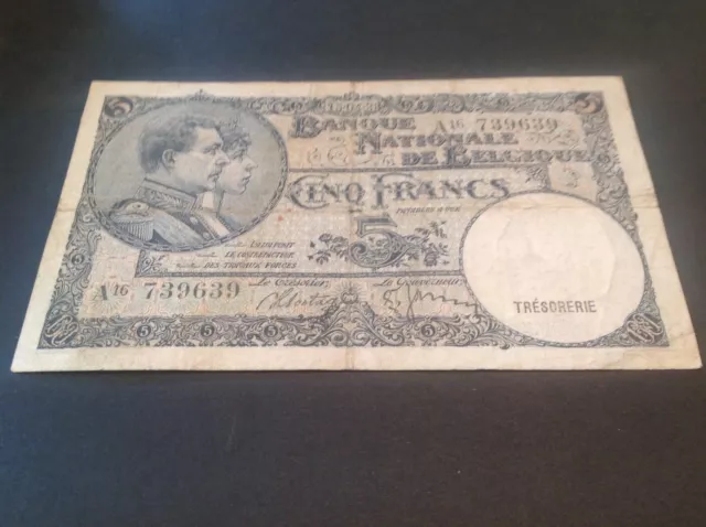 5 Belgium Francs Banknote dated 15/04/38