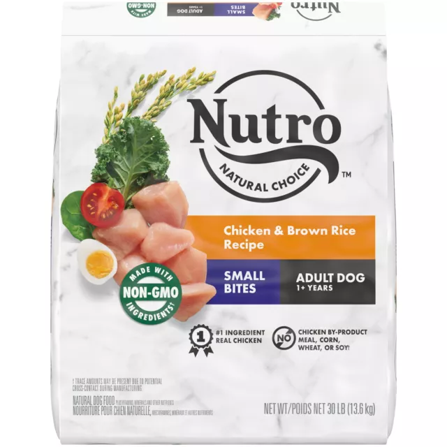 Nutro Adult Small Bites Dry Dog Food Chicken&Brown Rice Recipe Kibble 30 Lb Bag