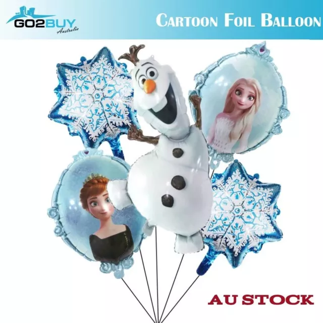 5PCS Frozen Olaf Anna And Elsa Foil Balloon Girl Birthday Party Decoration Set