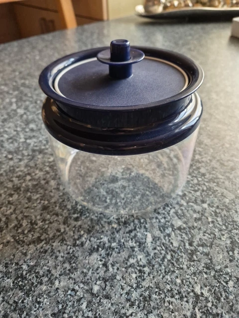 TUPPERWARE PANORAMA 1,2 L Kaffeedose Klare Sache Vakuumdeckel Blau Vakuum Tupper EUR 49,95