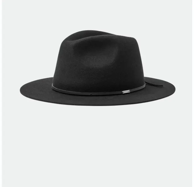 NWT BRIXTON WESLEY Wool Fedora Hat SMALL, 56 CM Black $75 Unisex