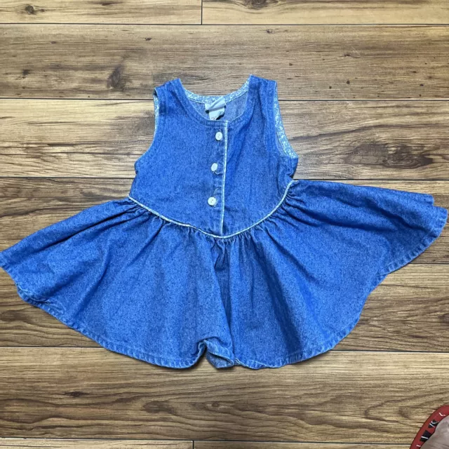 Vintage Osh Kosh denim dress sleeveless girls size 18 Mos USA Tag