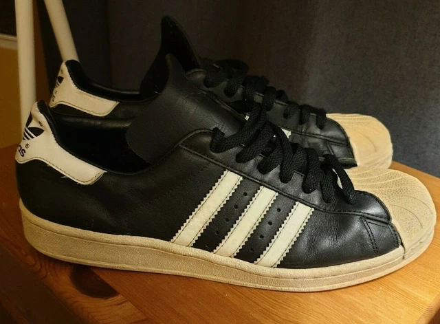 VINTAGE ADIDAS SUPERSTAR trainers UK10 Black White Old School Hip