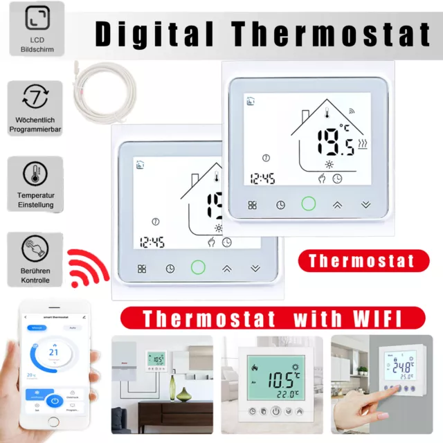 1/10pcs Raumthermostat WIFI Digital Thermostat Fußbodenheizung Wandheizung LED