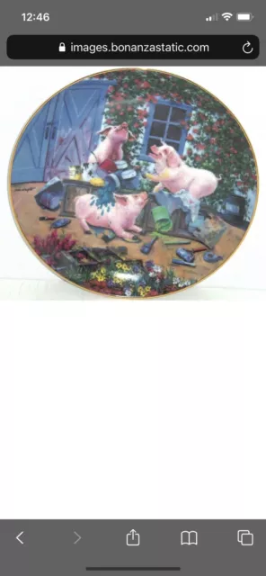 Pigmentation Pigs In Bloom Collector Plate Danbury Mint Retired Joan Wright