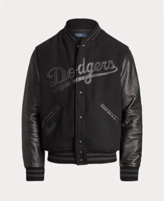Polo Ralph Lauren LA Dodgers Limited Edition Black Leather Baseball Jacket Large