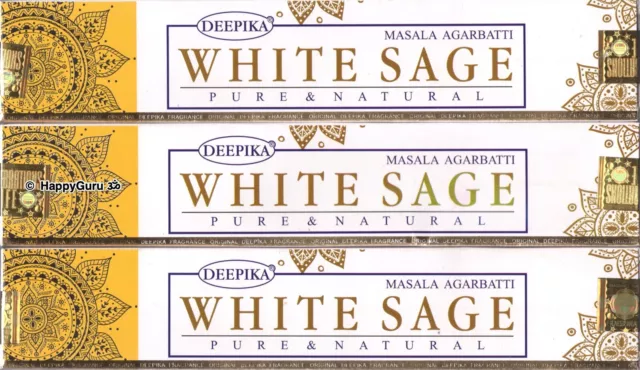 "White Sage" 3 Packets Deepika Incense Sticks Masala Blend 3x 15g Packets