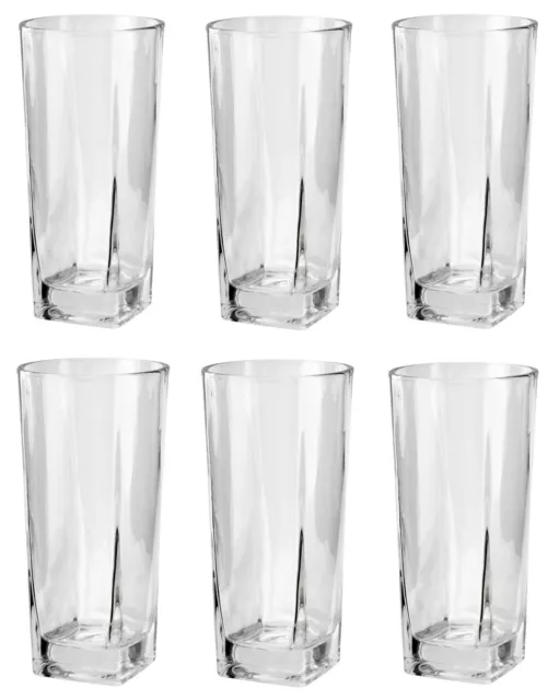 6pc Highball Drinking Glasses Tumbler Set Tall Long Cocktail Water Juice 255ml