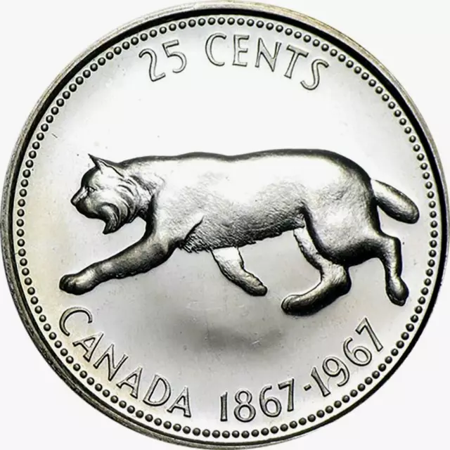 Canada 1967 Centennial Silver Bobcat Quarter BU UNC Uncirculated 25 Cent Piece!!