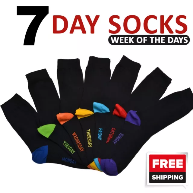 Mens 7 Pairs Days Of The Week Socks Casual Cotton Rich Weekday Sock UK Size 6-11