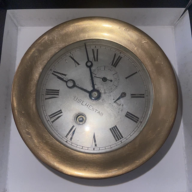 Chelsea Clock Co. U.S.L.H Lighthouse Estab Ships Marine Clock 4 1/2 dial Key