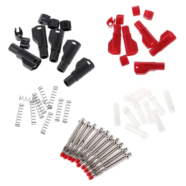 10 Pcs 4mm Male Retractable Sheath Stackable Banana Plug Wire Solder Connector