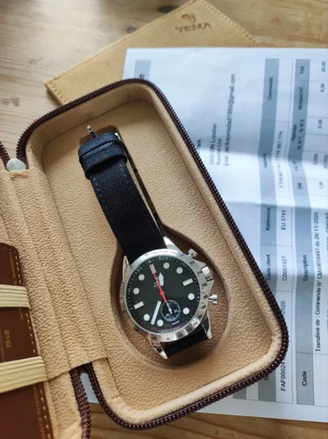 YEMA SPACEGRAF ZERO-G Silver Quartz watch with YEMA watch roll/papers/packaging