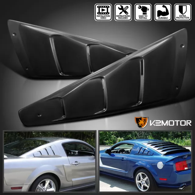 Fits 2005-2014 Ford Mustang 1/4 Quarter Side Window Louver Scoop Covers Black