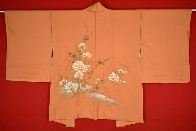 Vintage Japanese Kimono Silk Antique BORO HAORI Kusakizome Dyed/A998/520