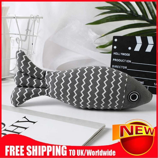 Juguete de peluche artificial para peces entrenamiento interactivo hierba gatera juguete suministros para gatos (gris)