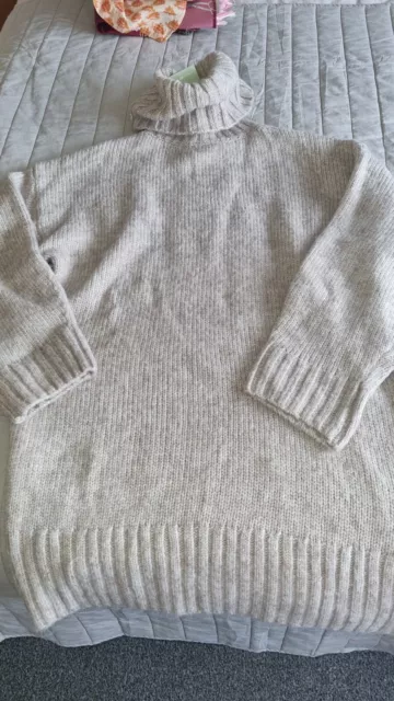 BNWT H&M Knitted Alpaca Wool Mix Short Jumper Dress, Soft High Neck M MEDIUM