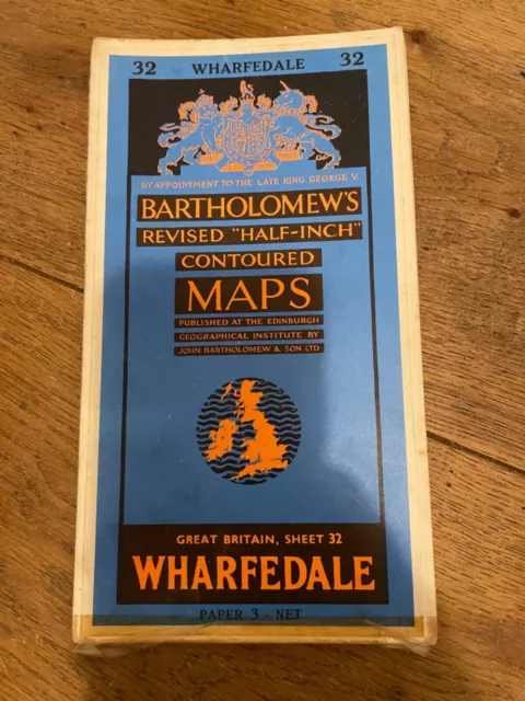 Bartholomew’s revised half inch contoured map sheet 32 Wharfedale on paper