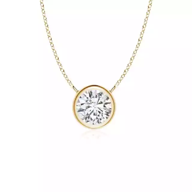 ANGARA Round Natural Diamond Pendant Necklace in 14K Gold (Grade-HSI2, 0.11 Ctw)