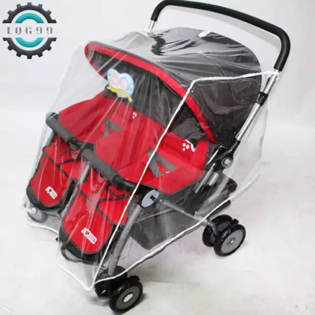 Universal Waterproof Twins Baby Stroller  Raincover Double Buggy ransparent PVC