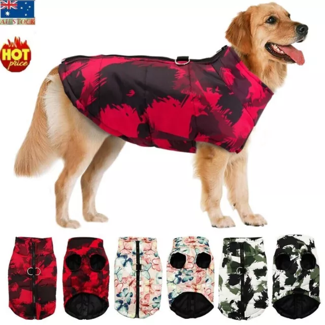 Pet Dog Waterproof Warm Clothes Padded Coat Zip Vest Jumper Jacket Size S-6XL'