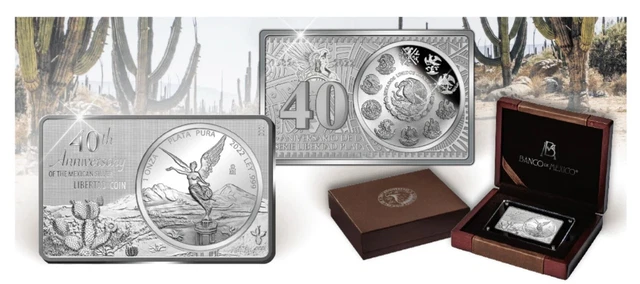 3oz Silver 999.9 Mexican Libertad 40th Years Anniversary Reverse Proof