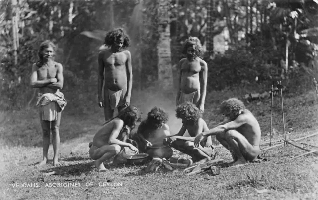 Ceylon / Sri Lanka - Veddahs Aborigines Of Ceylon ~ An Old Real Photo Postcard