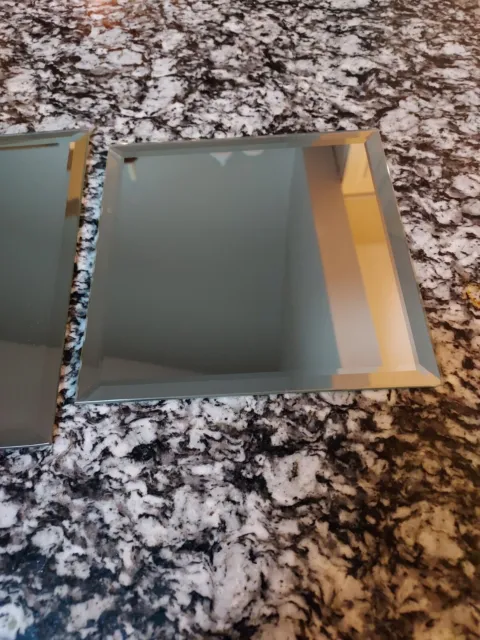 Partylite Beveled Glass Mirrored Candle Coasters Square Set P7035