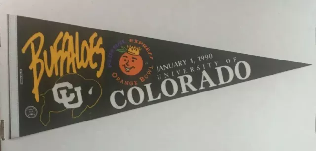 NCAA CU Colorado Buffaloes Vintage 1990 Federal Express Orange Bowl Logo Pennant