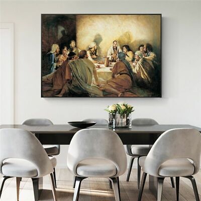 Famous The Last Supper Oil Painting Canvas Wall Art Jesus Religious Poster Decor 2