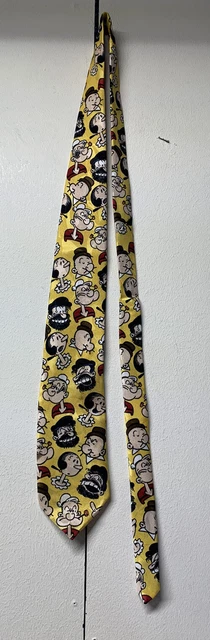 Beans McGee Mens Tie Popeye Olive Oil Bluto Wimpy Yellow