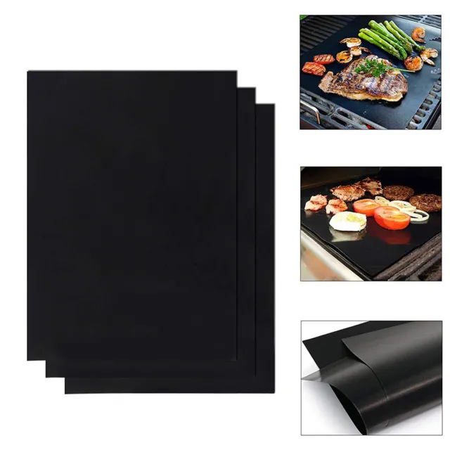 BBQ Grill Mat Non Stick Oven Liners Teflon Sheet Cooking Baking Pad With Brsuh 3