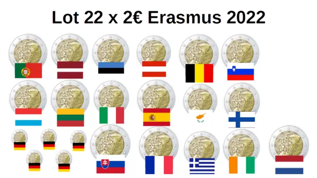 Lot 22 x 2 Euros Commémorative 2022 Erasmus UNC