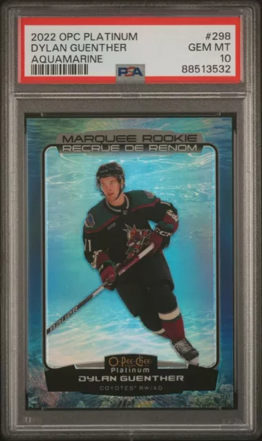 2022-23 OPC Platinum Dylan Guenther Marquee Rookie Aquamarine /149 - PSA 10 💎