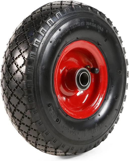 Product Pro 10" Red Pneumatic Wheel 3.00-4 (260X85) Steel Rim for 20Mm Axle Shaf