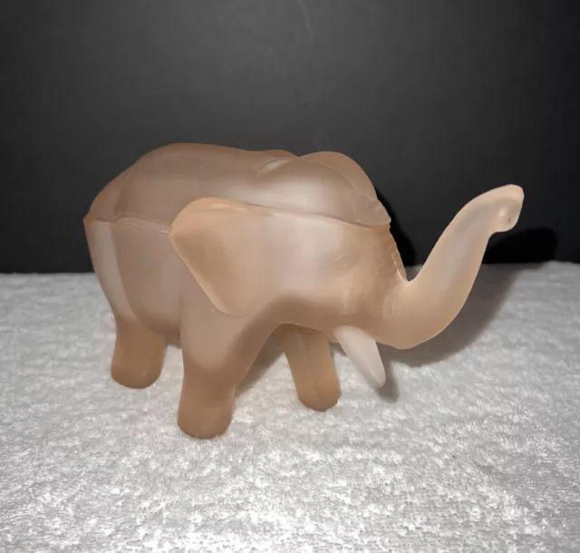 Tiera Vintage EUC Pink Satin Frosted Glass Elephant Covered Candy/Trinket Dish